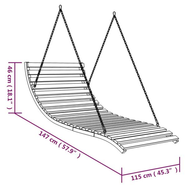 vidaXL Swing Bed Solid Bent Wood with Teak Finish 115x147x46 cm