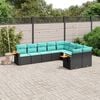 vidaXL 9 Piece Garden Sofa Set with Cushions Black Poly Rattan