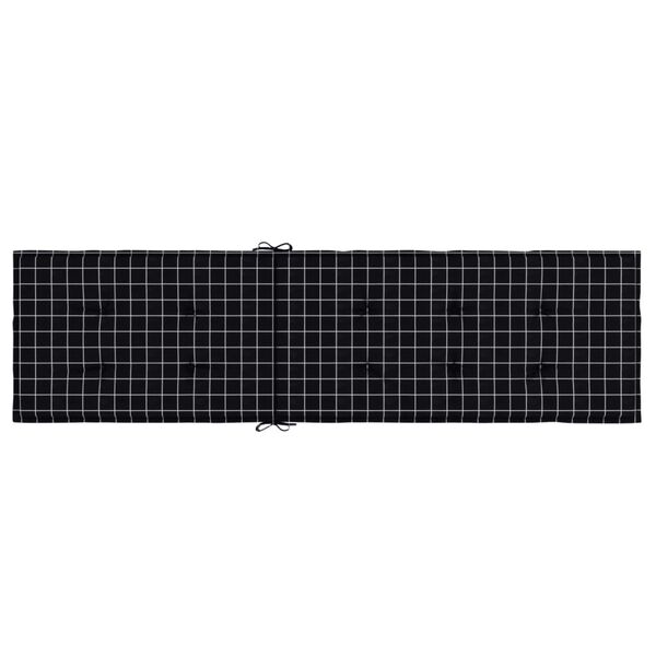 vidaXL Deck Chair Cushion Black Check Pattern Oxford Fabric