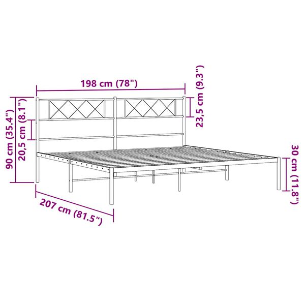 vidaXL Metal Bed Frame without Mattress with Headboard White 193x203cm