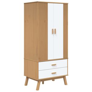 vidaXL Wardrobe OLDEN White and Brown 76.5x53x172 cm Solid Wood Pine