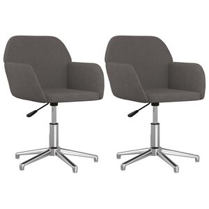 vidaXL Swivel Dining Chairs 2 pcs Dark Grey Fabric