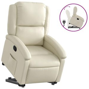 vidaXL Stand up Recliner Chair Cream Faux Leather