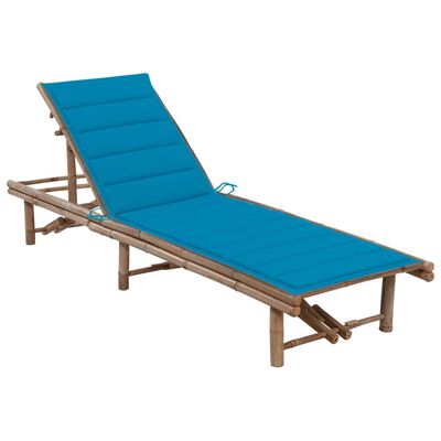 vidaXL Garden Sun Lounger with Cushion Bamboo