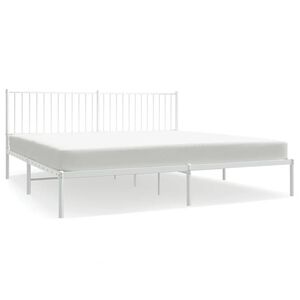 vidaXL Metal Bed Frame without Mattress with Headboard White 193x203cm