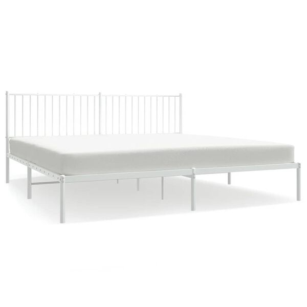 vidaXL Metal Bed Frame without Mattress with Headboard White 193x203cm