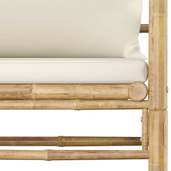 vidaXL Garden Sofa with Cream White Cushions Bamboo