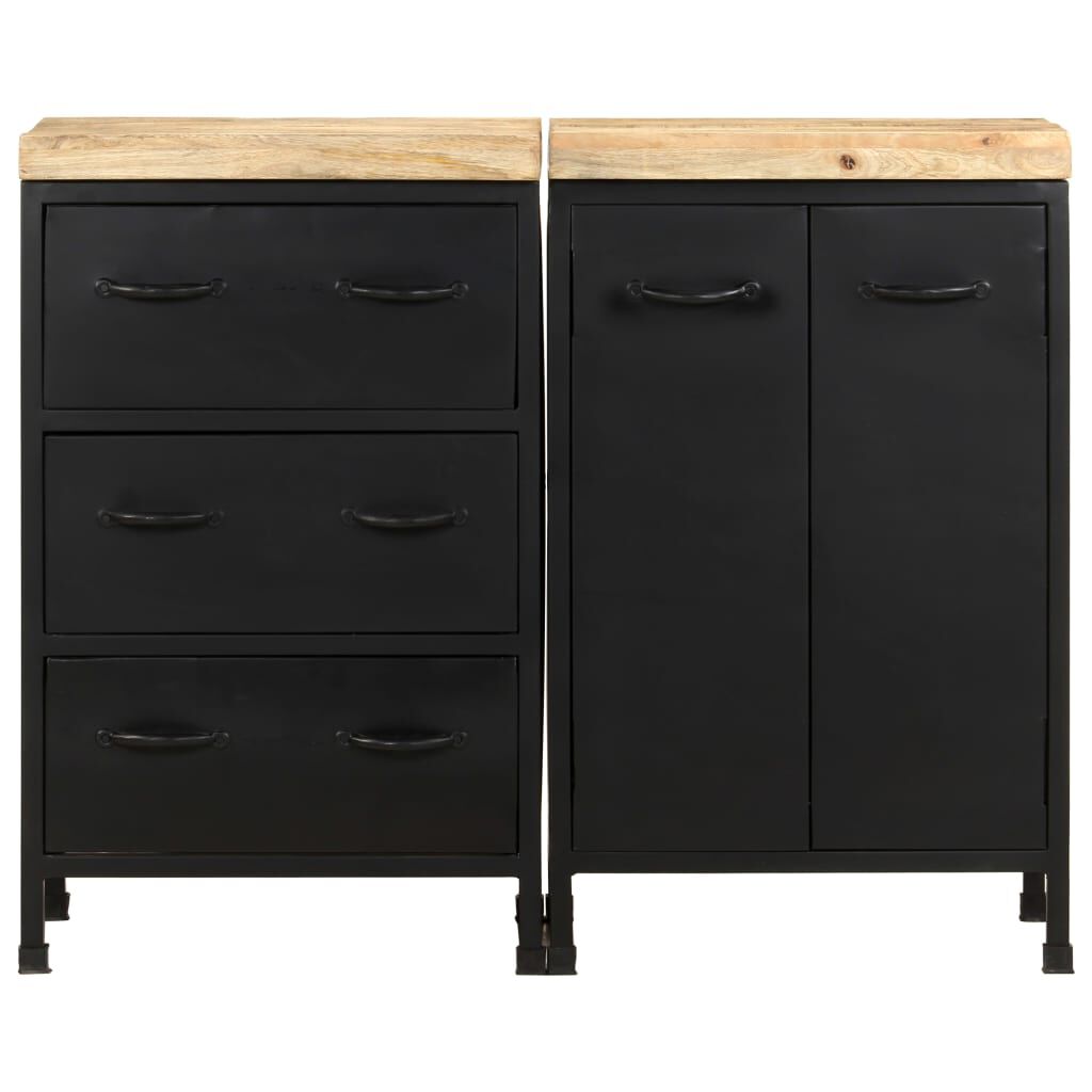 vidaXL Sideboard with 3 Drawers and 2 Doors Rough Mango Wood