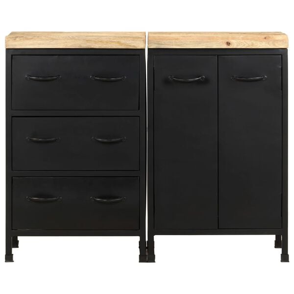 vidaXL Sideboard with 3 Drawers and 2 Doors Rough Mango Wood