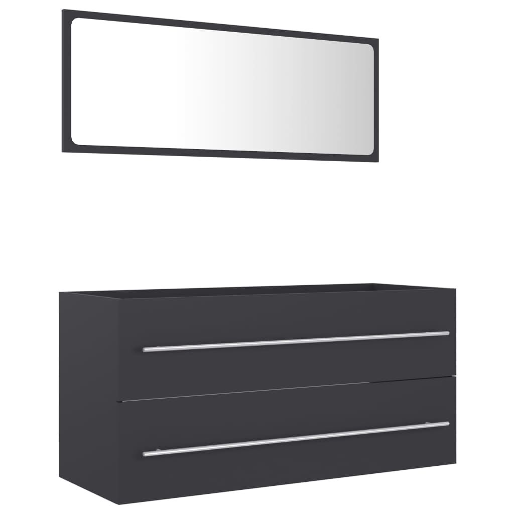 vidaXL 2 Piece Bathroom Furniture Set Grey Engineered Wood
