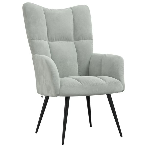 vidaXL Relaxing Chair Light Grey Velvet