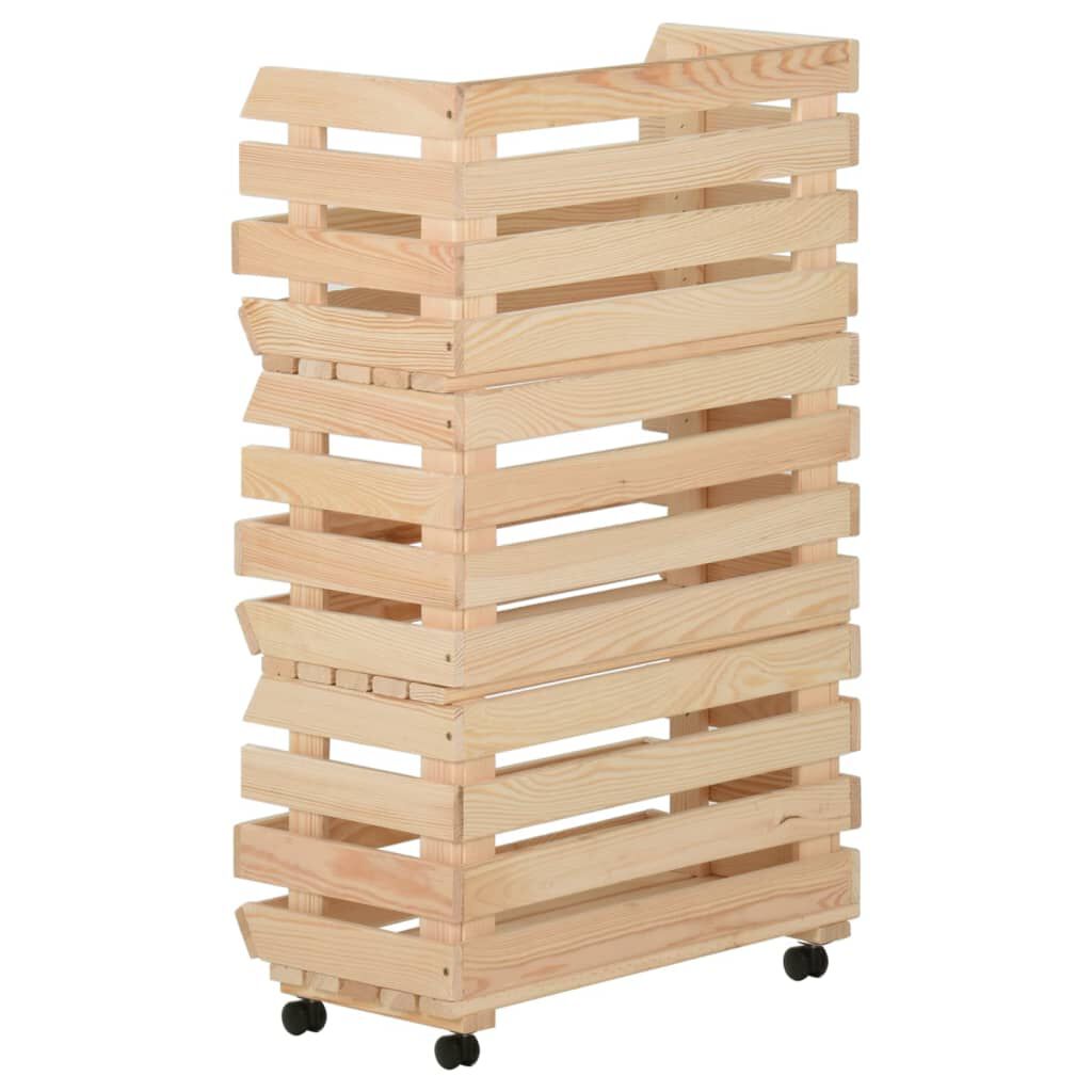 vidaXL Vegetable Trolley 37x30x80 cm Solid Pinewood