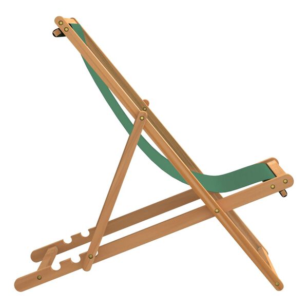 vidaXL Folding Beach Chair Solid Teak Wood Green