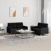 vidaXL 2 Piece Sofa Set with Cushions Black Fabric