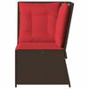 vidaXL Garden Sofa Corner with Cushions Brown Poly Rattan