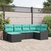 vidaXL Sofa Set with Cushion 6 pcs Black Poly Rattan