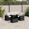 vidaXL 5 Piece Garden Sofa Set with Cushions Black Poly Rattan