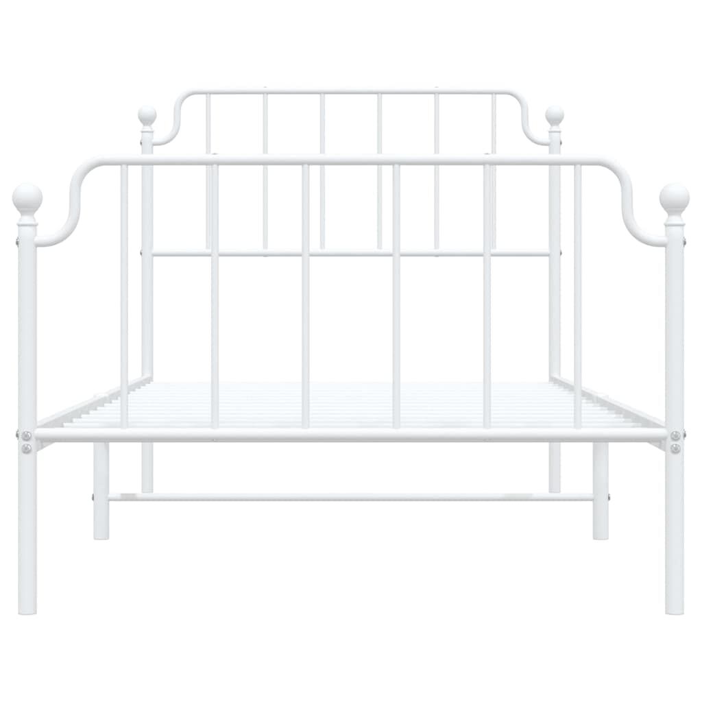 vidaXL Metal Bed Frame without Mattress with Footboard White 100x190cm