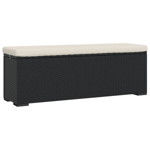 vidaXL Ottoman Bench with Cushion Black 110x30x40 cm Poly Rattan