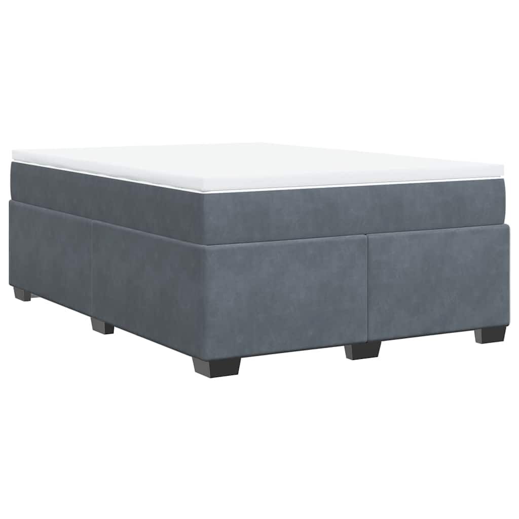 vidaXL Box Spring Bed with Mattress Light Grey Queen Velvet