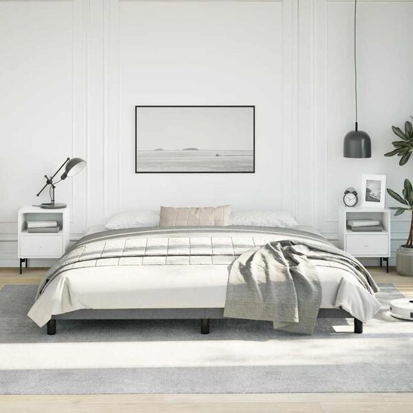 vidaXL Bed Frame without Mattress Dark Grey 193x203 cm King Fabric
