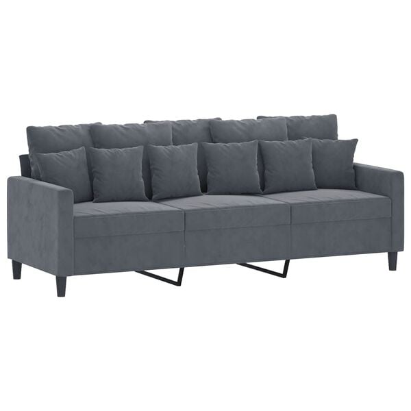 vidaXL 3-Seater Sofa Dark Grey 180 cm Velvet
