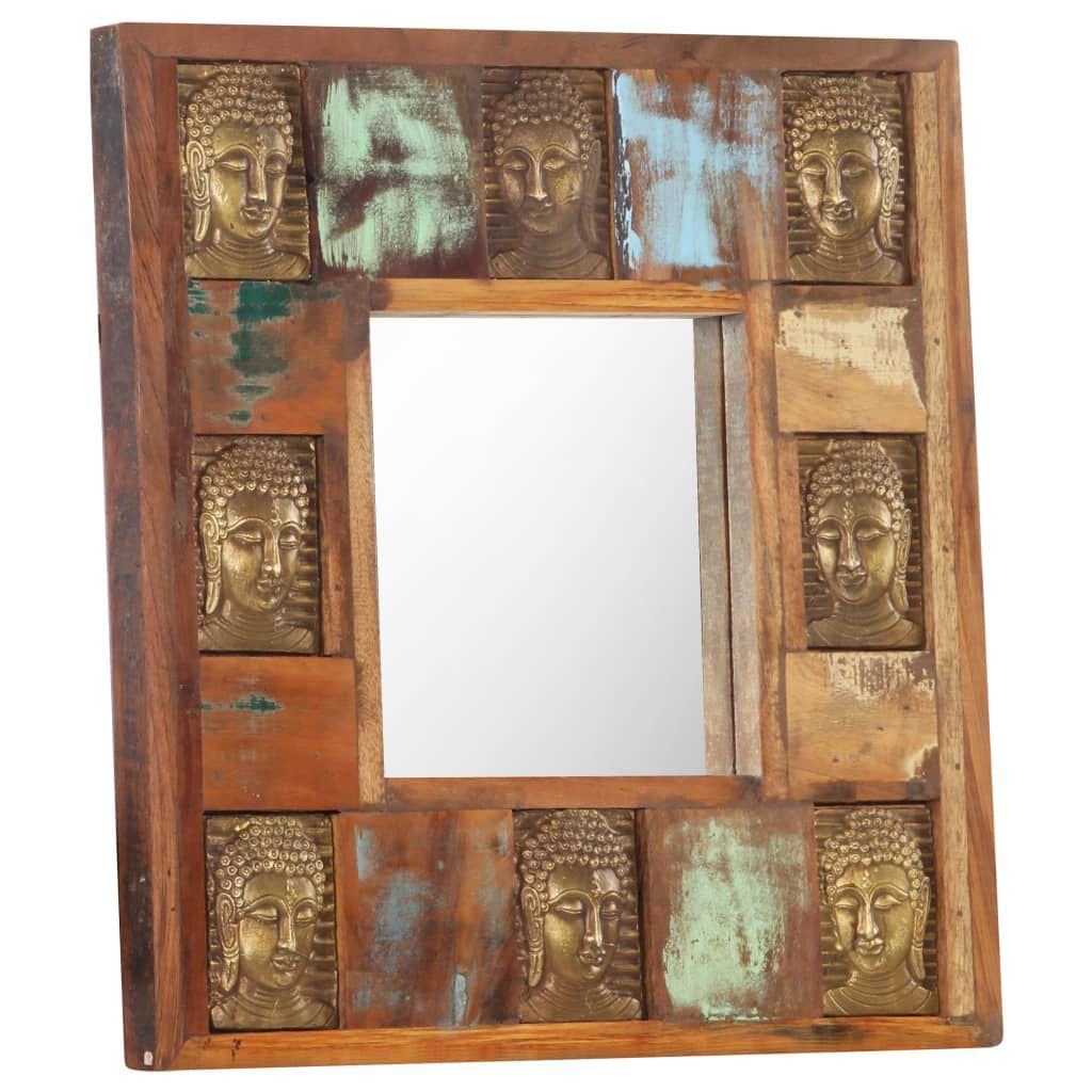 vidaXL Mirror with Buddha Cladding 50x50 cm Solid Reclaimed Wood
