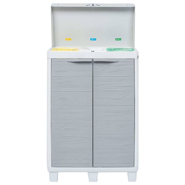 vidaXL Garden Dustbin with 3 Bags Light Grey 65x38x102 cm