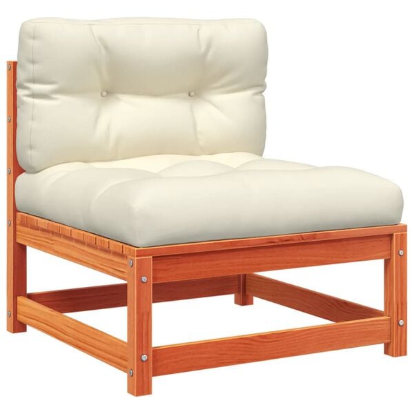 vidaXL 6 Piece Garden Sofa Set with Cushions Wax Brown Solid Wood Pine