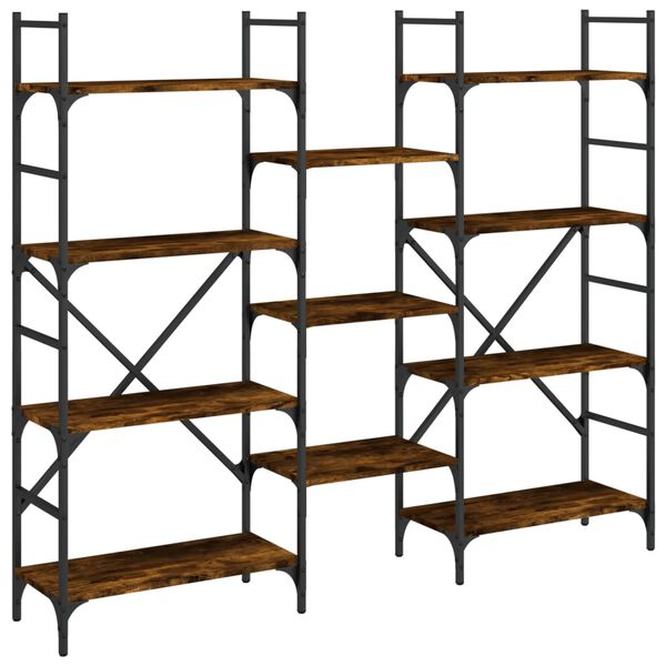 vidaXL Bookshelf Smoked Oak 160x28.5x136.5 cm Engineered Wood