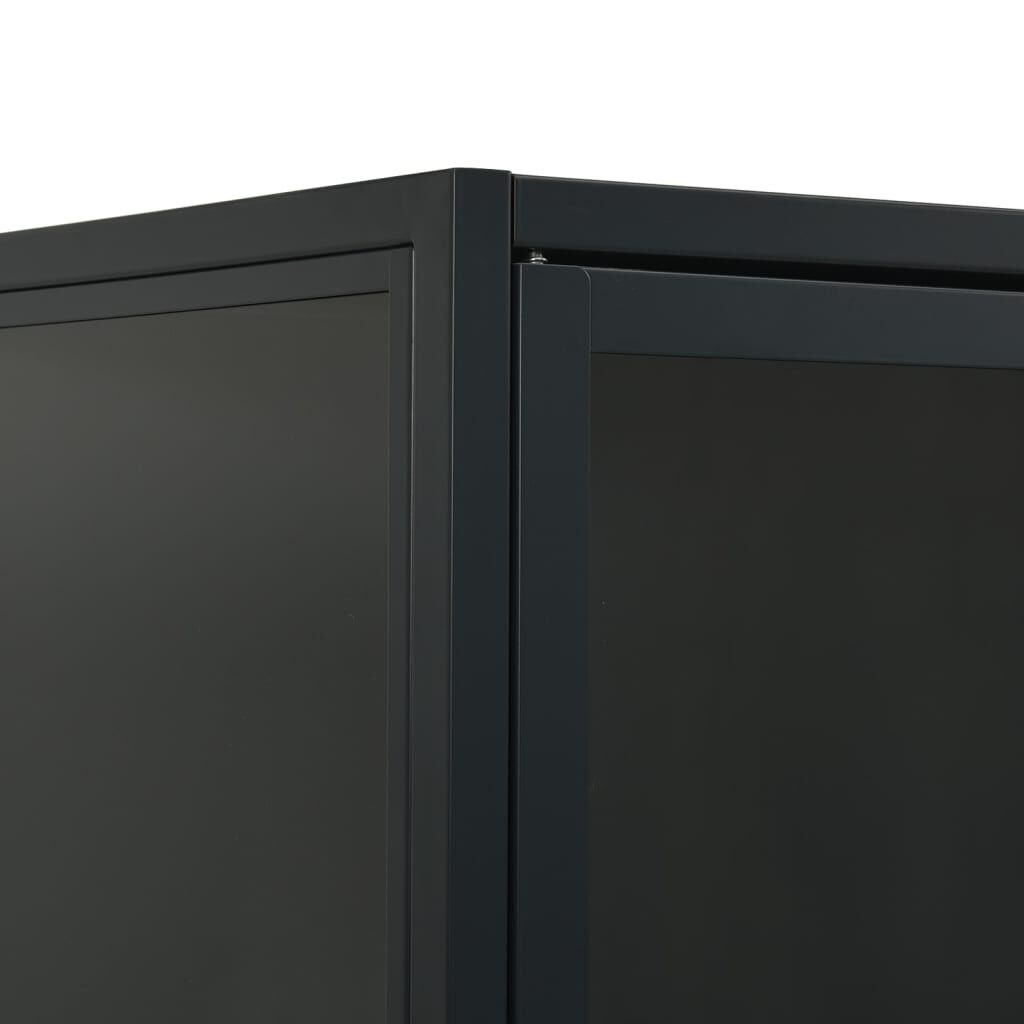 vidaXL Highboard Black 80x35x135 cm Steel and Tempered Glass