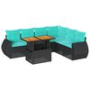 vidaXL 7 Piece Garden Sofa Set with Cushions Black Poly Rattan
