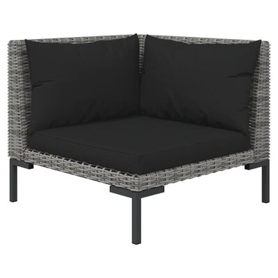 vidaXL 6 Piece Garden Lounge Set with Cushions Poly Rattan Dark Grey