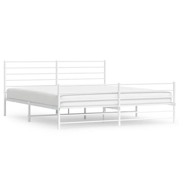 vidaXL Metal Bed Frame without Mattress with Footboard White 193x203cm