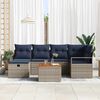vidaXL Garden Sofa Set with Cushion 7 pcs Grey Poly Rattan