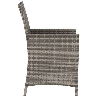 vidaXL 3 Piece Bistro Set with Cushions Grey Poly Rattan