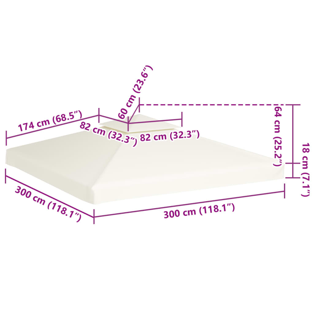vidaXL 2-Tier Gazebo Top Cover 310 g/m² 4x3 m White