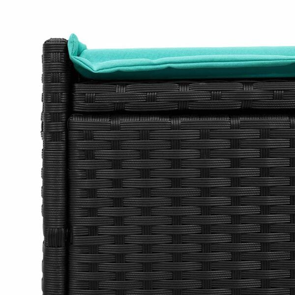 vidaXL Outdoor Storage Bench with Cushion Black 100 cm Poly Rattan