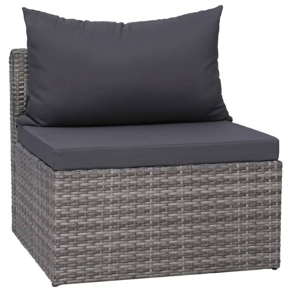 vidaXL 8 Piece Garden Lounge Set with Cushions Poly Rattan Grey