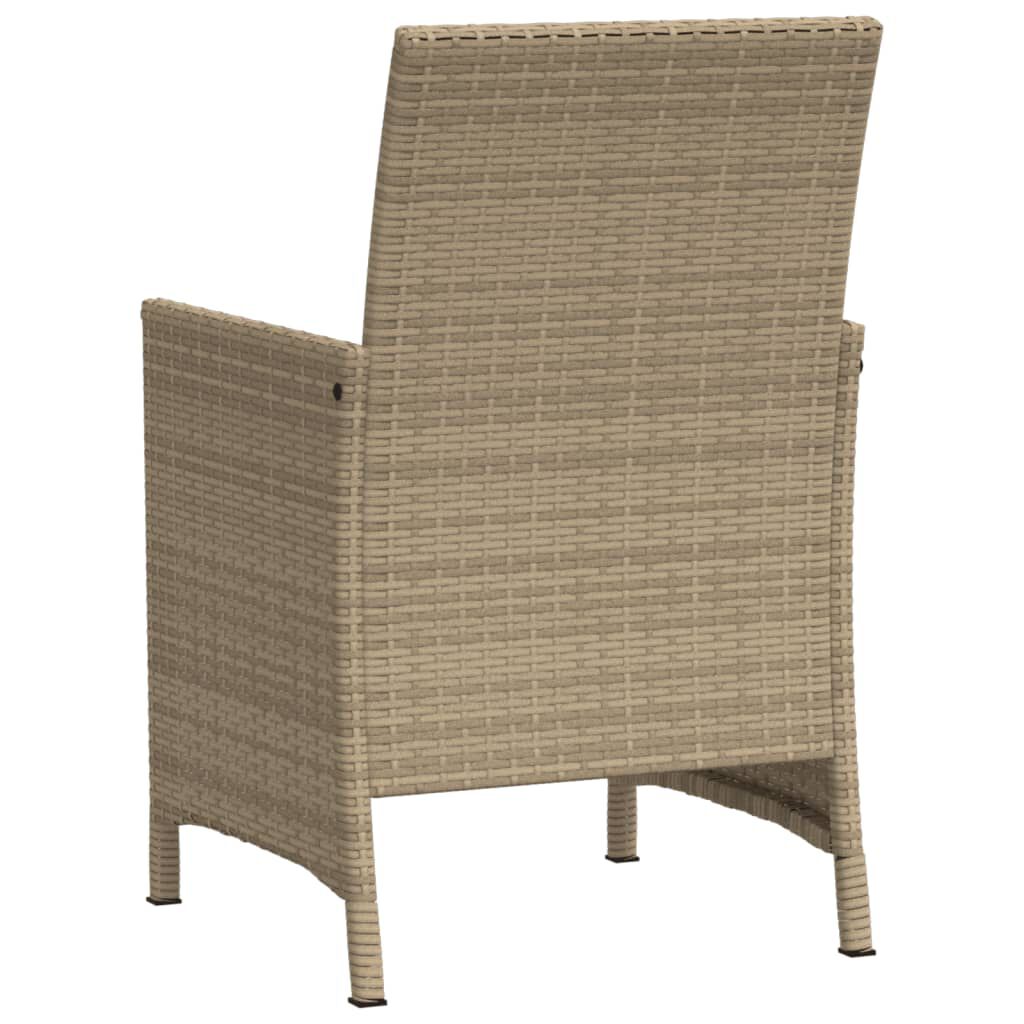 vidaXL 3 Piece Bistro Set with Cushions Beige Poly Rattan