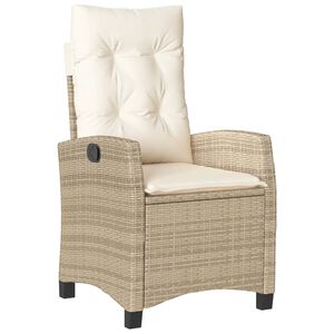 vidaXL Reclining Garden Chair with Cushions Beige Poly Rattan