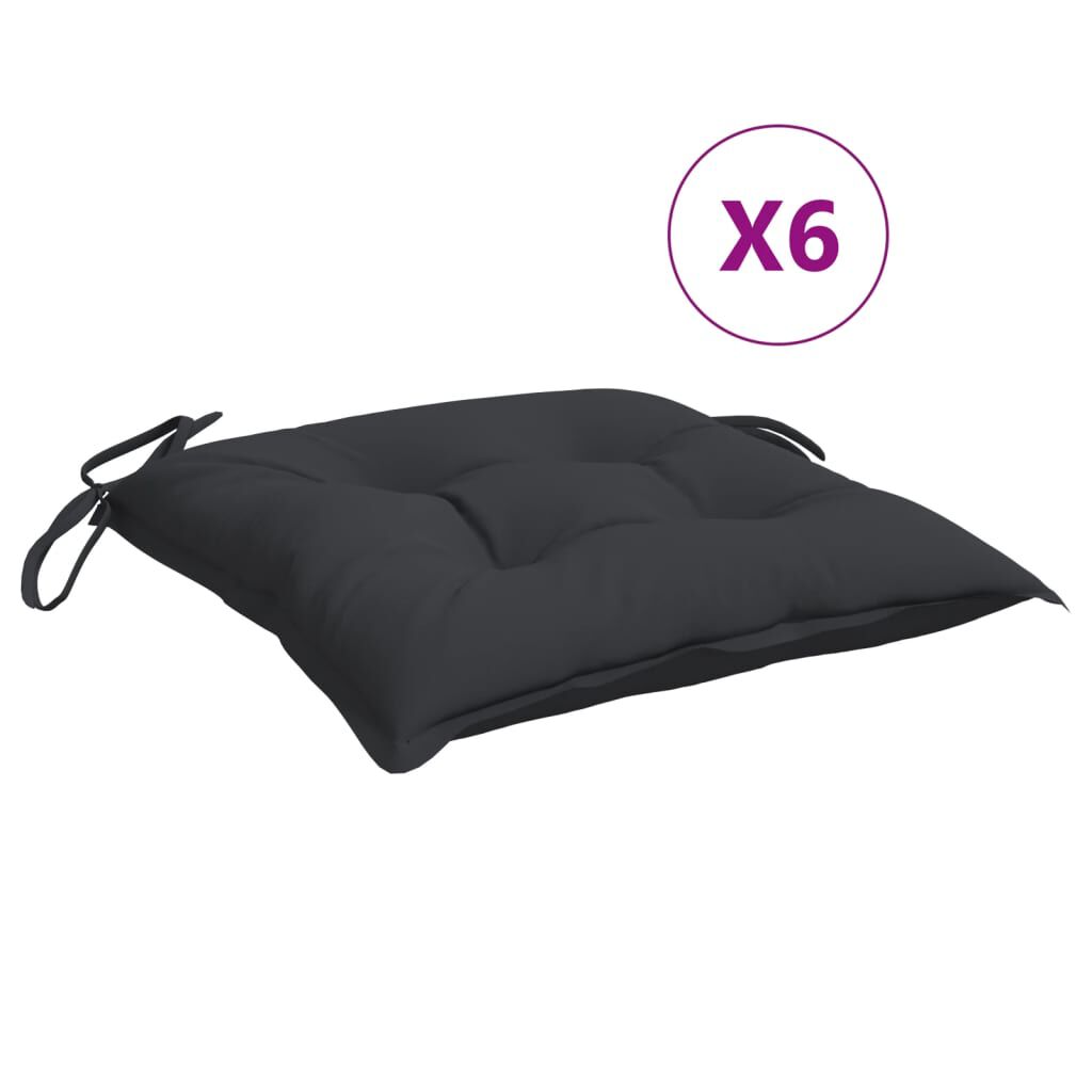 vidaXL Chair Cushions 6 pcs Black 40x40x7 cm Oxford Fabric