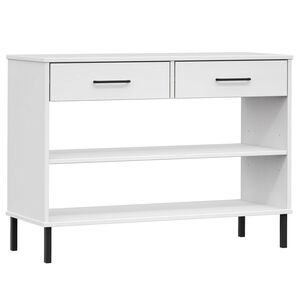 vidaXL Console Cabinet with Metal Legs White Solid Wood Pine OSLO