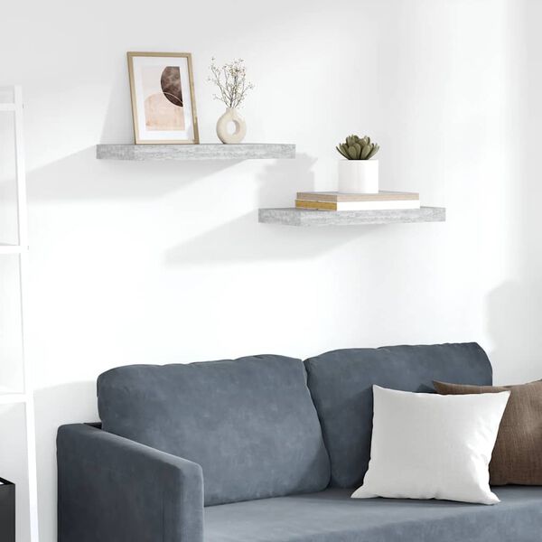 vidaXL Floating Wall Shelves 2 pcs Concrete Grey 50x23x3.8 cm MDF