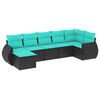 vidaXL 7 Piece Garden Sofa Set with Cushions Black Poly Rattan