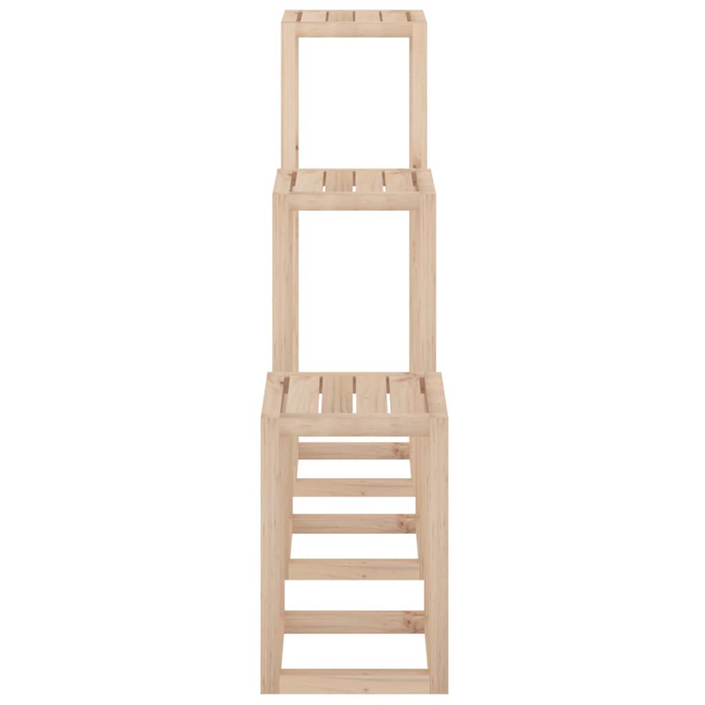 vidaXL 3 Piece Plant Stand Set Solid Wood Pine