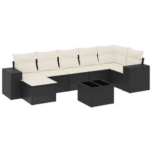 vidaXL 8 Piece Garden Sofa Set with Cushions Black Poly Rattan