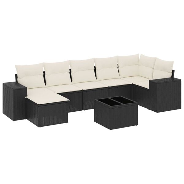 vidaXL 8 Piece Garden Sofa Set with Cushions Black Poly Rattan