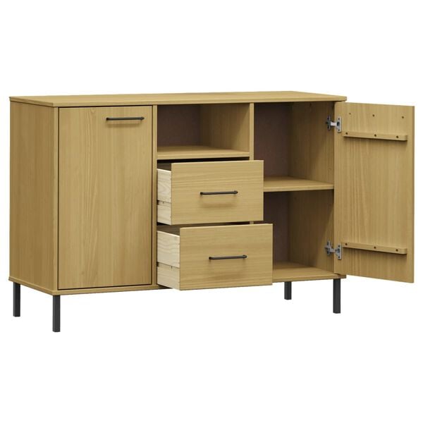 vidaXL Sideboard with Metal Legs Brown 113x40x77 cm Solid Wood OSLO