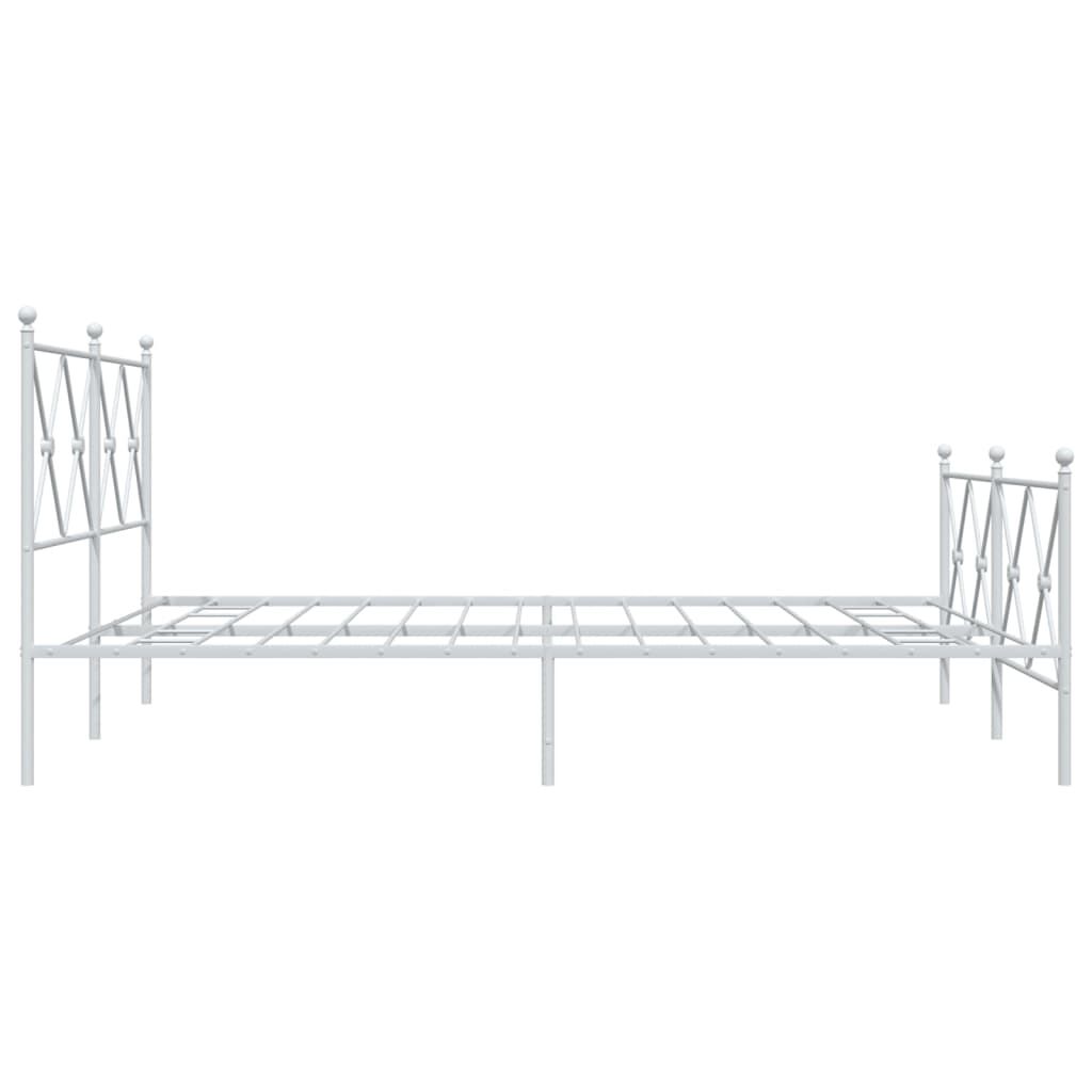 vidaXL Metal Bed Frame without Mattress with Footboard White 150x200cm